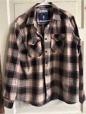 DIXXON  Women’s Cream & Black Plaid Flannel Shirt